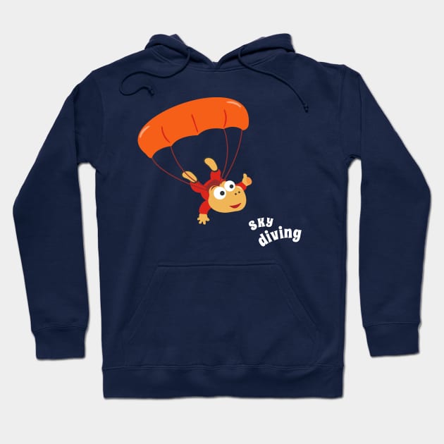 cartoon illustration of skydiving with litlle dinosaur Hoodie by KIDS APPAREL